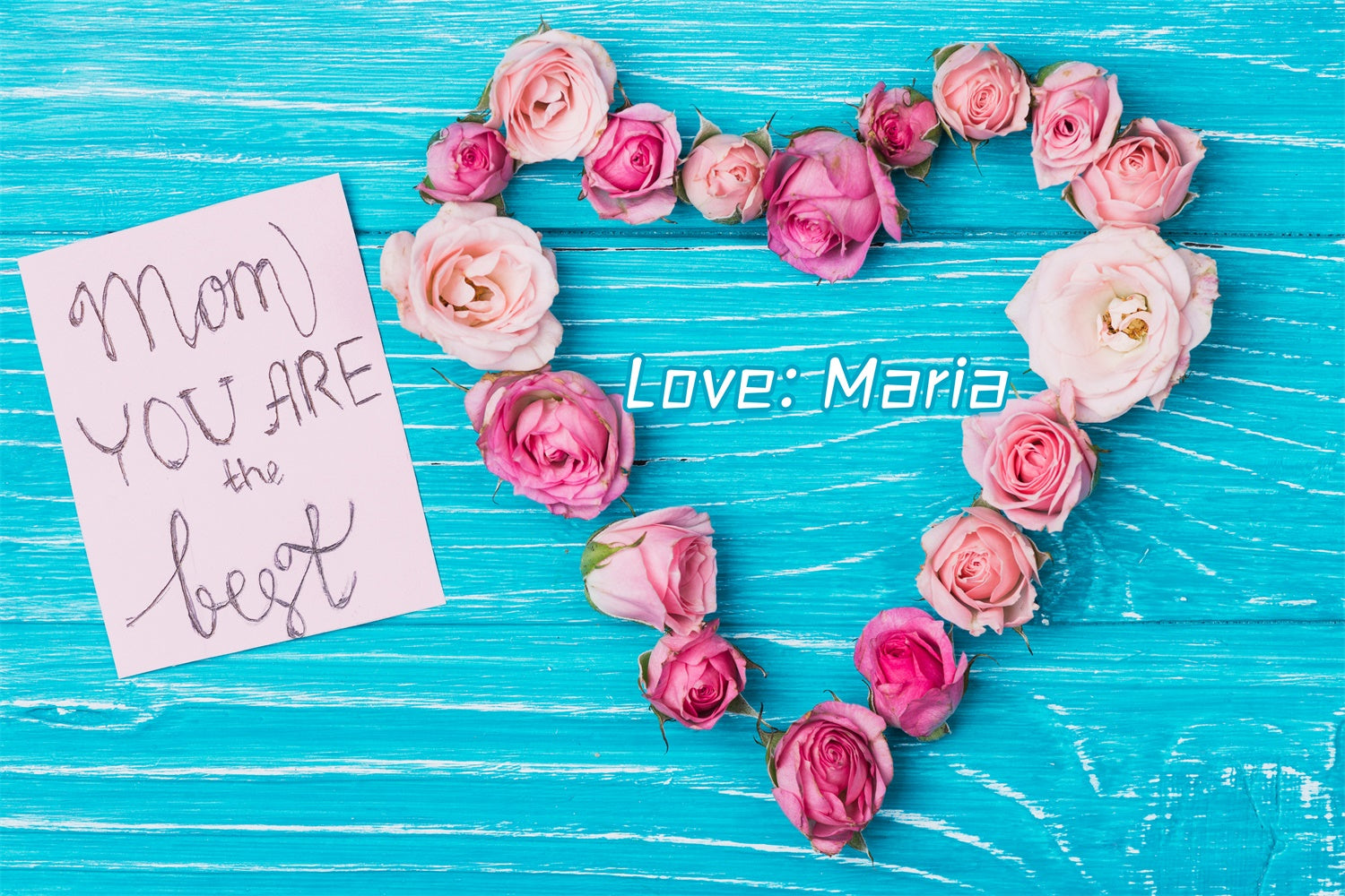 Mothers Day Backdrops Blue Wooden Floral Personalized Backdrop LXX3-53