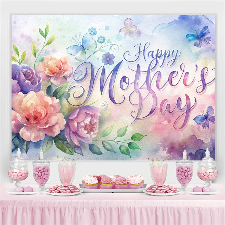 Mother's Day Backdrop Dreamy Watercolor Floral Custom Backdrop LXX3-54