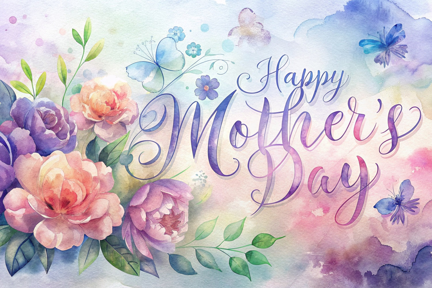 Mother's Day Backdrop Dreamy Watercolor Floral Custom Backdrop LXX3-54