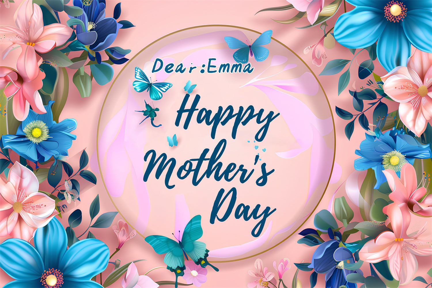 Mothers Day Photo Backdrop Charming Floral Frame Custom Backdrop LXX3-56