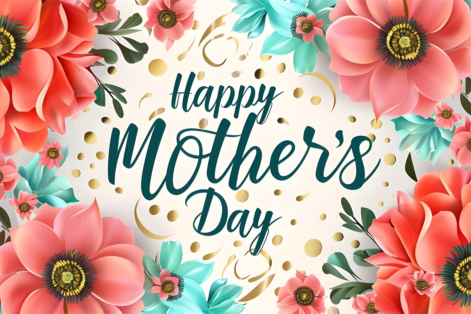 Mothers Day Backdrop Chic Floral Confetti Customized Backdrop LXX3-57