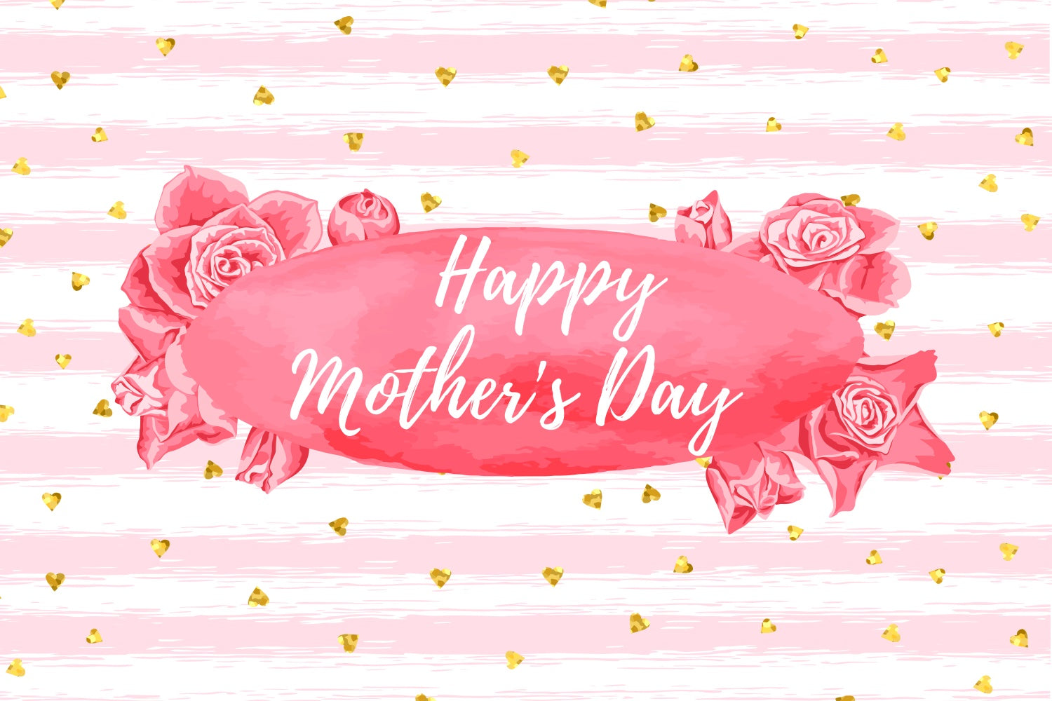Mother's Day Backdrop Ideas Pink Striped Floral Customized Backdrop LXX3-68