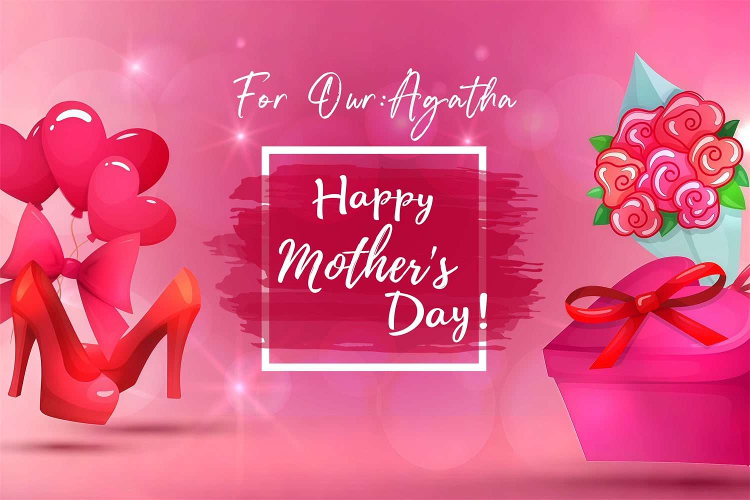 Mothers Day Backdrops Glamorous Red Heels Personalized Backdrop LXX3-69