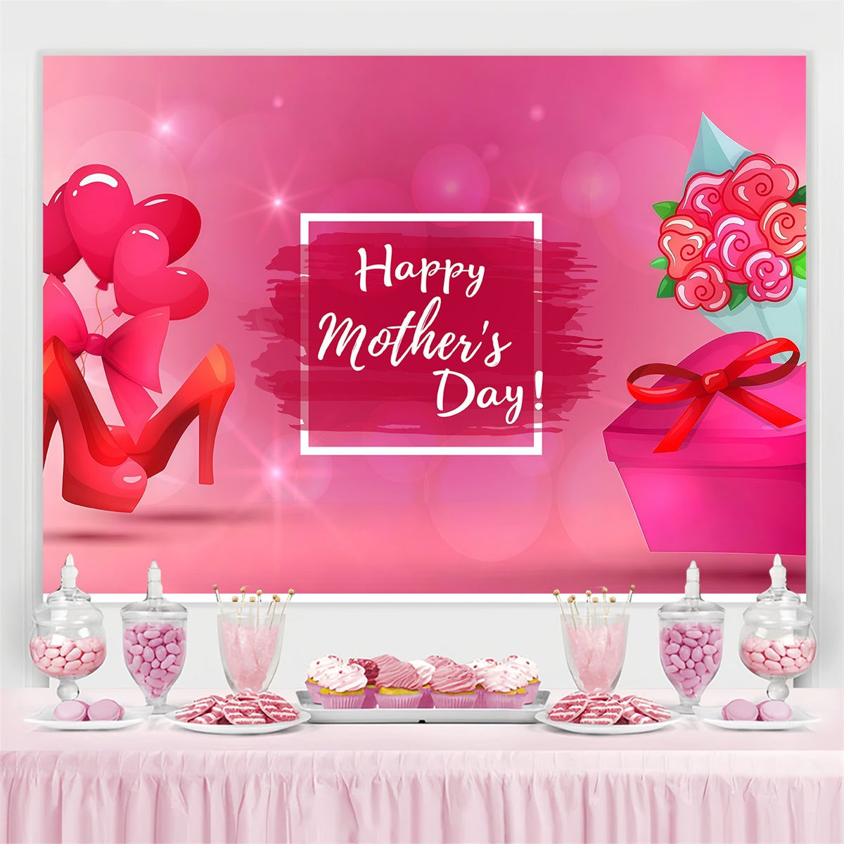 Mothers Day Backdrops Glamorous Red Heels Personalized Backdrop LXX3-69