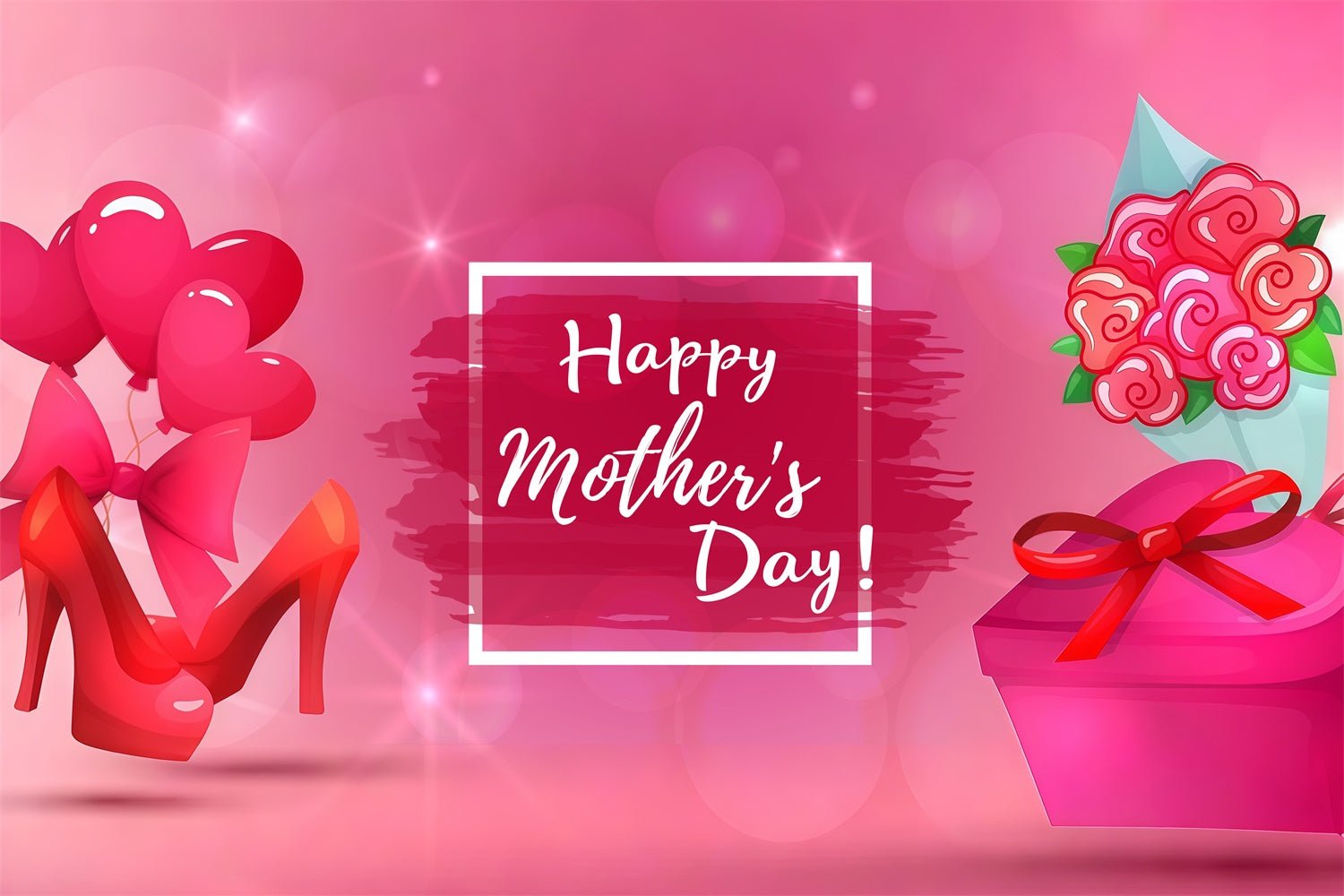 Mothers Day Backdrops Glamorous Red Heels Personalized Backdrop LXX3-69