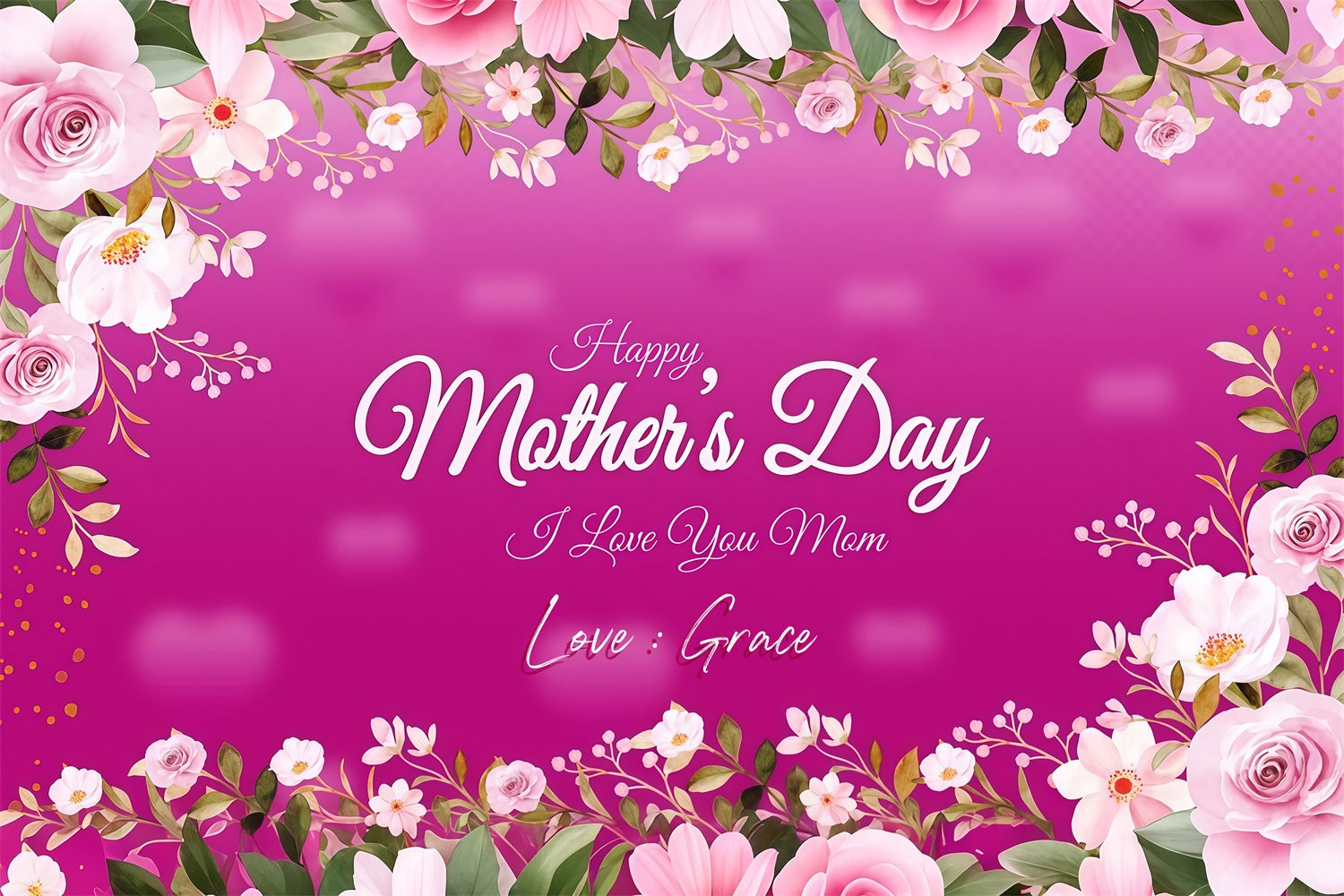 Mothers Day Photo Backdrop Romantic Floral Frame Custom Backdrop LXX3-75