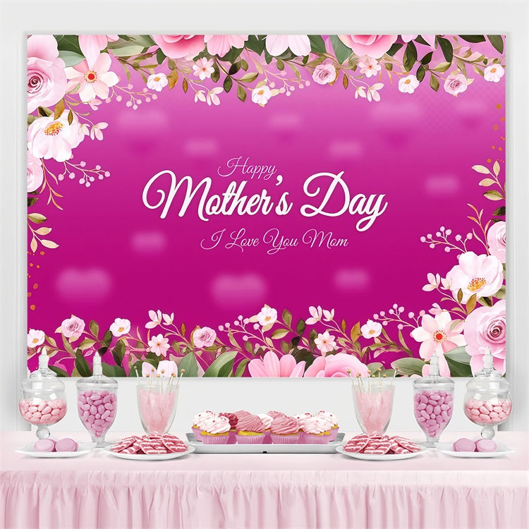 Mothers Day Photo Backdrop Romantic Floral Frame Custom Backdrop LXX3-75