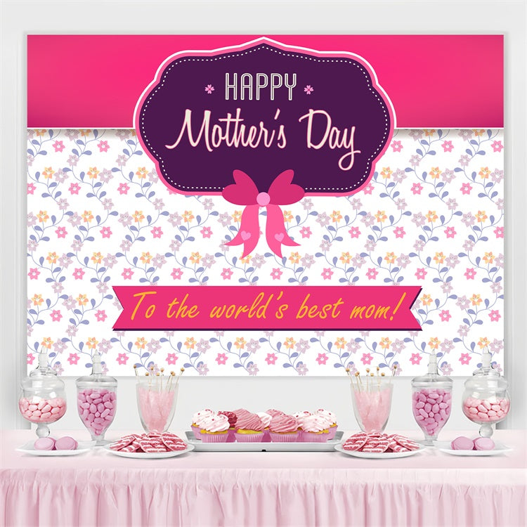Backdrops For Mother's Day Pink Ribbon Floral Custom Backdrop LXX3-76