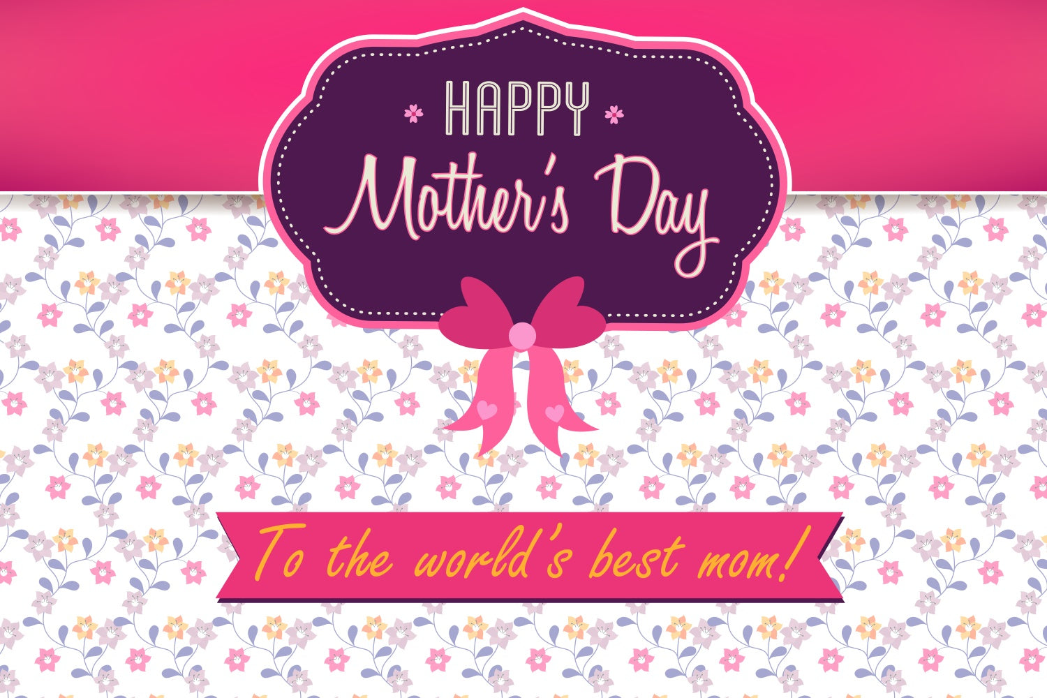 Backdrops For Mother's Day Pink Ribbon Floral Custom Backdrop LXX3-76