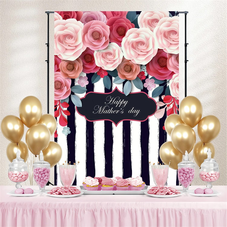 Mother's Day Backdrop Timeless Striped Floral Custom Backdrop LXX3-83
