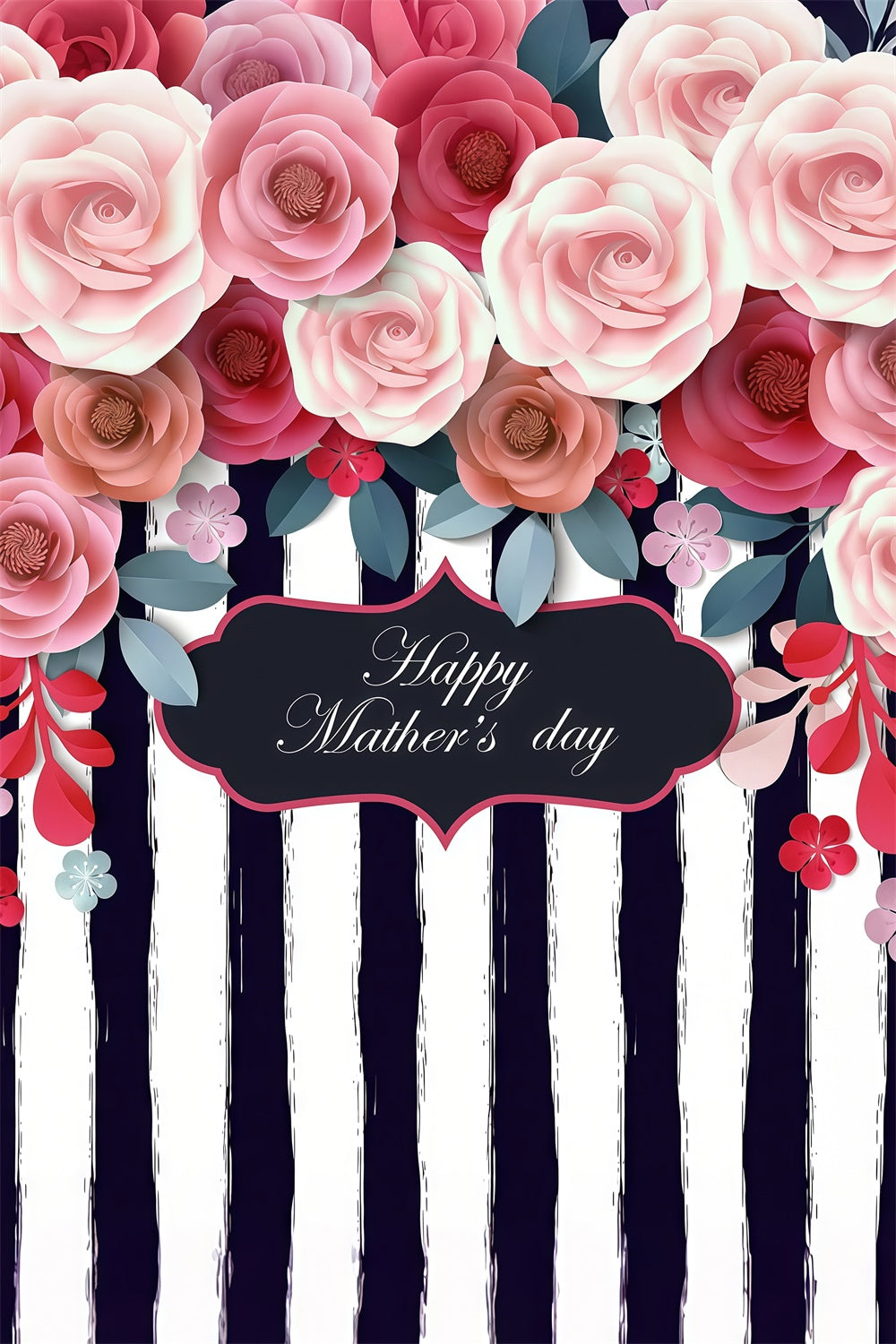 Mother's Day Backdrop Timeless Striped Floral Custom Backdrop LXX3-83