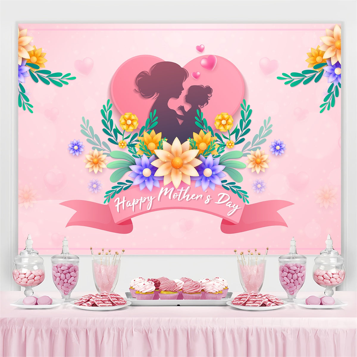 Mothers Day Backdrops Tender Moments Floral Customized Backdrop LXX3-84