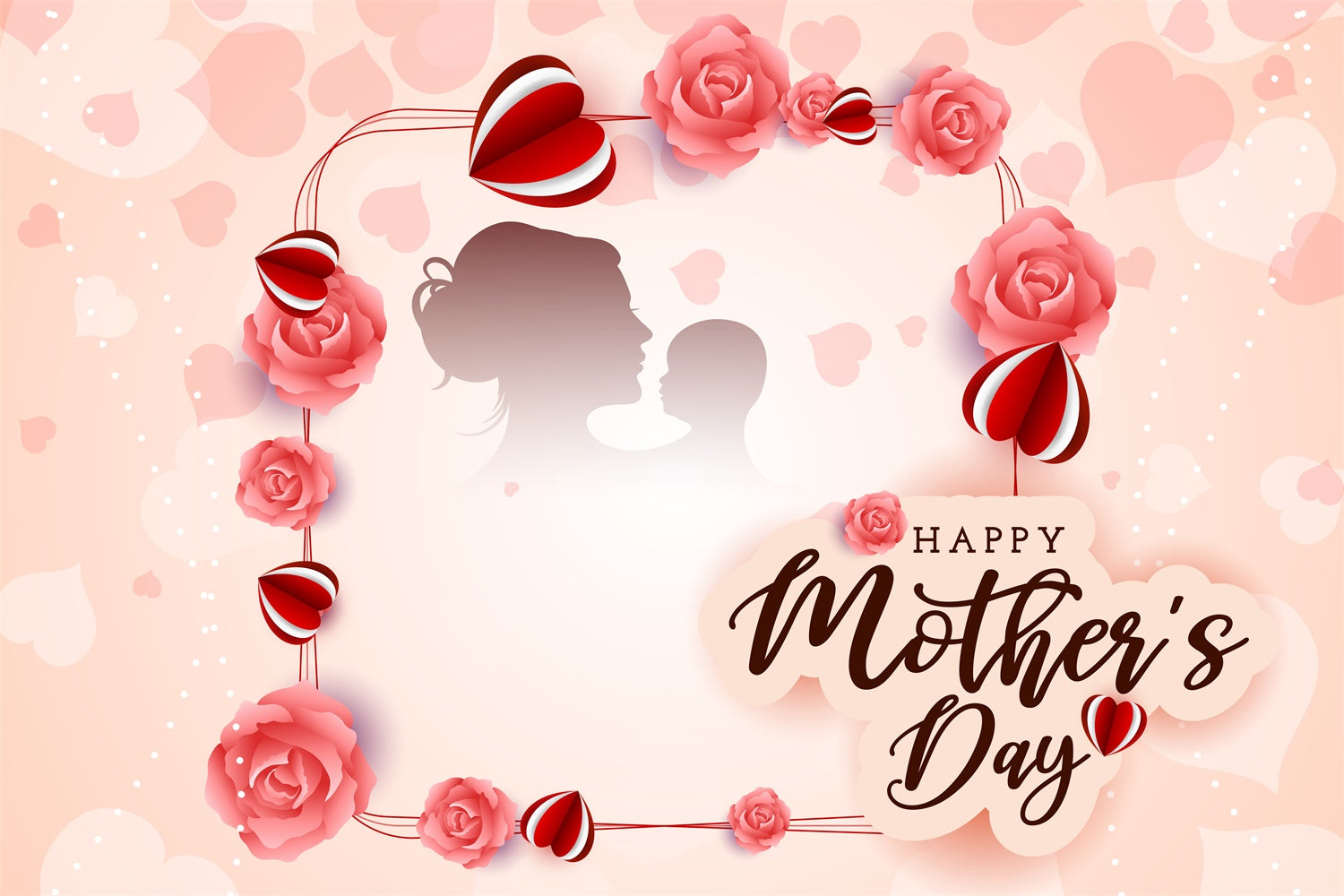 Backdrops For Mother's Day Elegant Rose Heart Personalized Backdrop LXX3-85