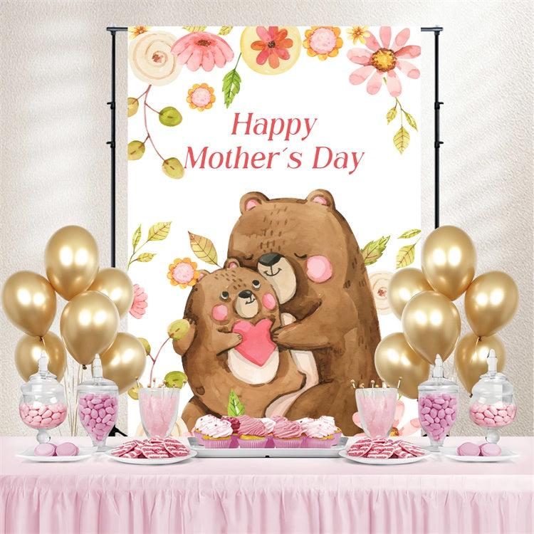 Mothers Day Backdrop Ideas Bear Hug Watercolor Customized Backdrop LXX3-86