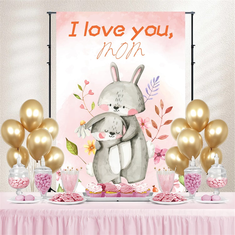 Mother's Day Backdrop Adorable Bunny Floral Customized Backdrop LXX3-88