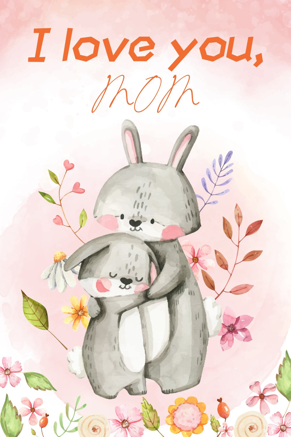 Mother's Day Backdrop Adorable Bunny Floral Customized Backdrop LXX3-88