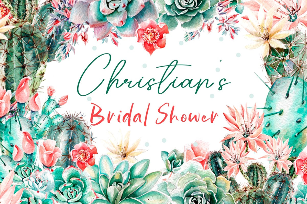 succulent bridal shower invites Backdrop For Bridal Shower Tropical Succulent Custom Backdrop LXX4-101, 5'Wx3'H(1.5x1M)
