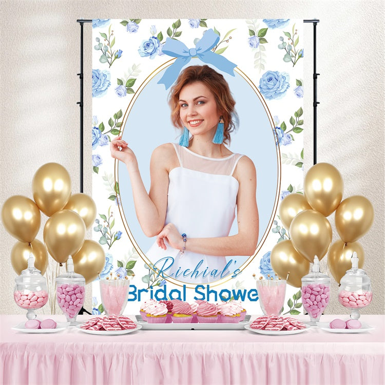 Backdrop For Bridal Shower Pastel Blue Rose Customized Backdrop LXX4-127