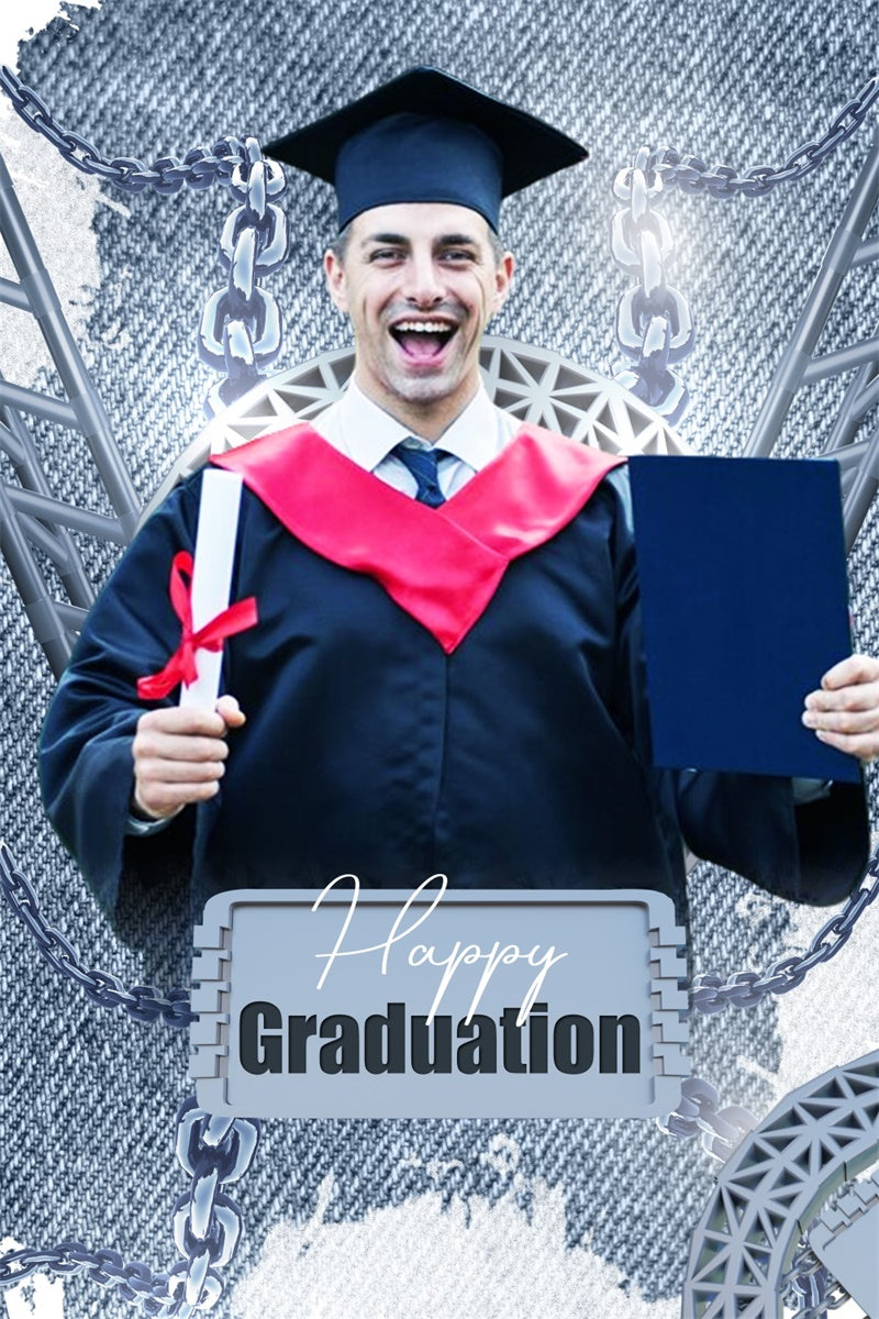Graduated Backdrop Silver Chains Custom Graduation Party Backdrop LXX4-149