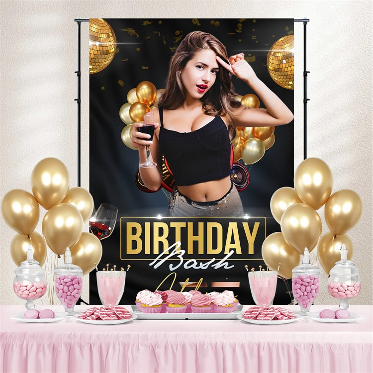 Custom Birthday Party Backdrop Champagne Glam Balloons Backdrop LXX4-15