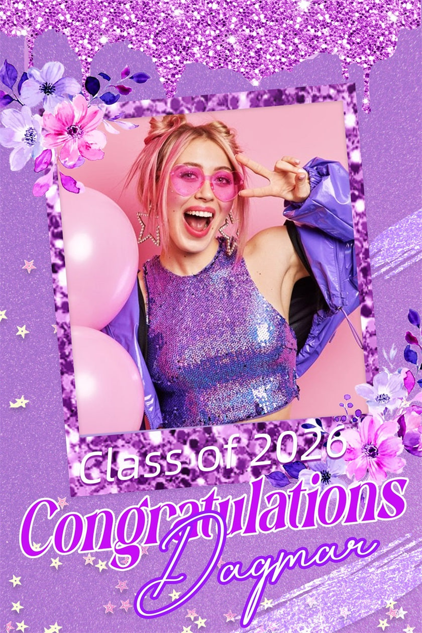 Graduated Backdrop Sparkling Purple Custom Graduation Party Backdrop LXX4-165