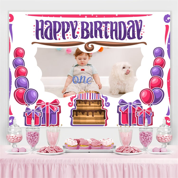 Personalized 1st Birthday Backdrop Cartoon Cake Gifts Backdrop LXX4-18