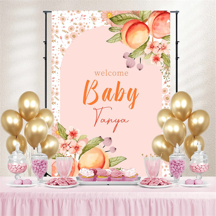 Baby Shower Backdrop Ideas Peach Floral Custom Backdrop LXX4-215