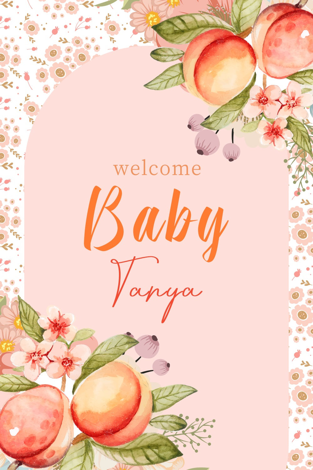 Baby Shower Backdrop Ideas Peach Floral Custom Backdrop LXX4-215