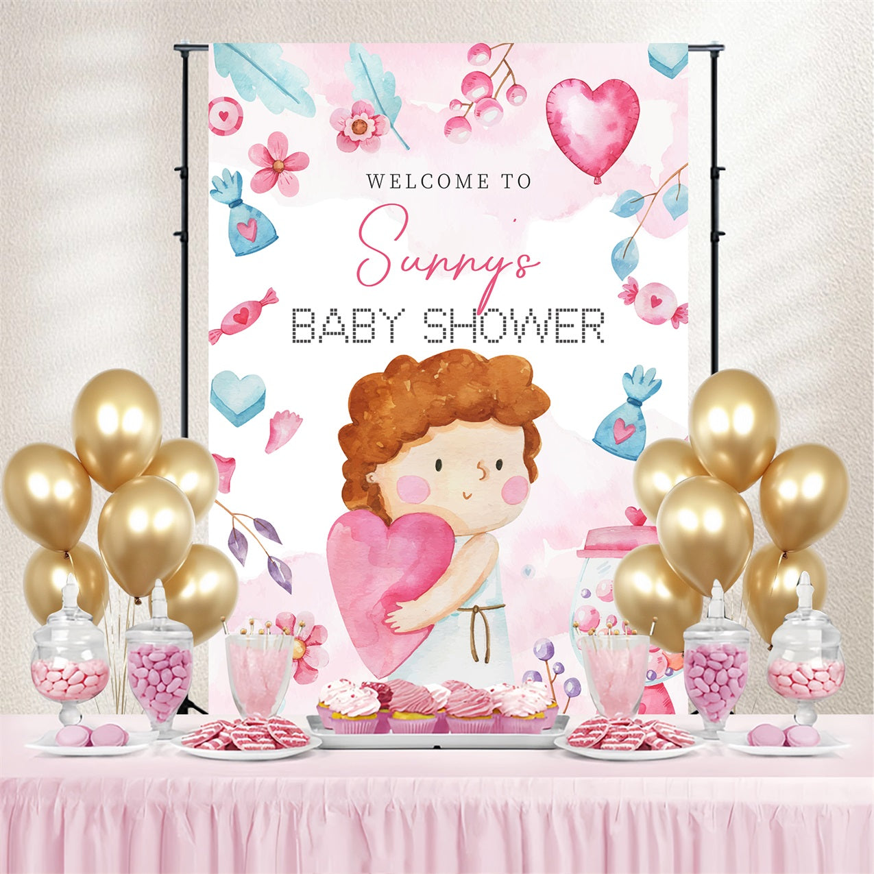 Baby Shower Backdrops Sweet Cartoon Candyland Customized Backdrop LXX4-216