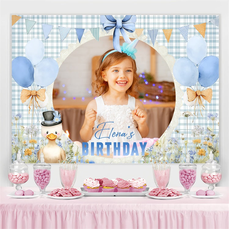 Customize Birthday Backdrop Sweet Blue Balloon Flower Backdrop LXX4-25