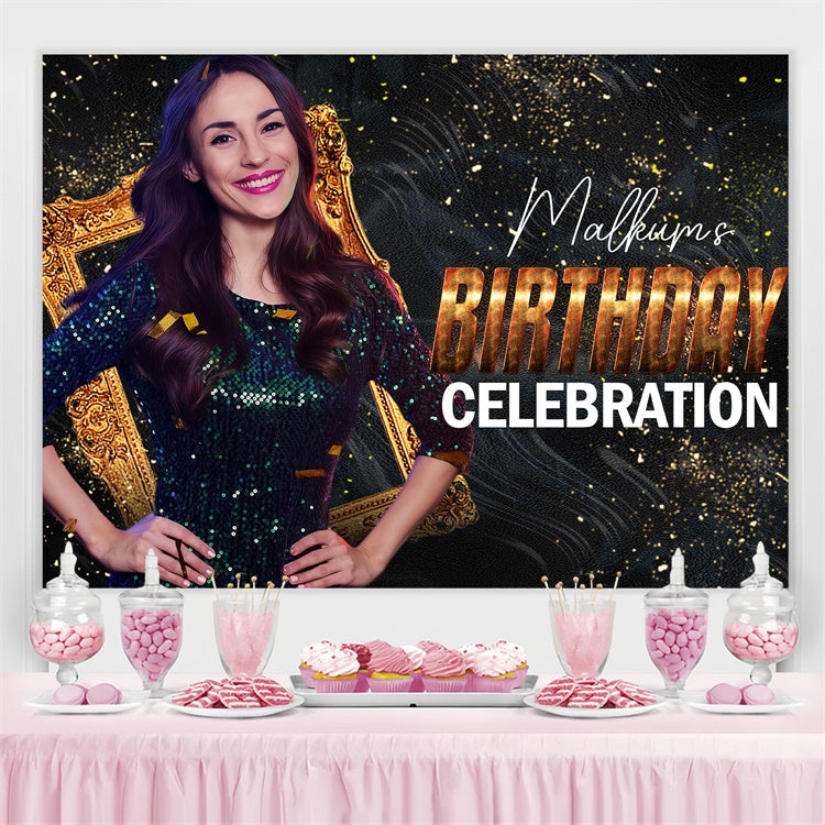 Custom Birthday Party Backdrop Vintage Frame Confetti Backdrop LXX4-29