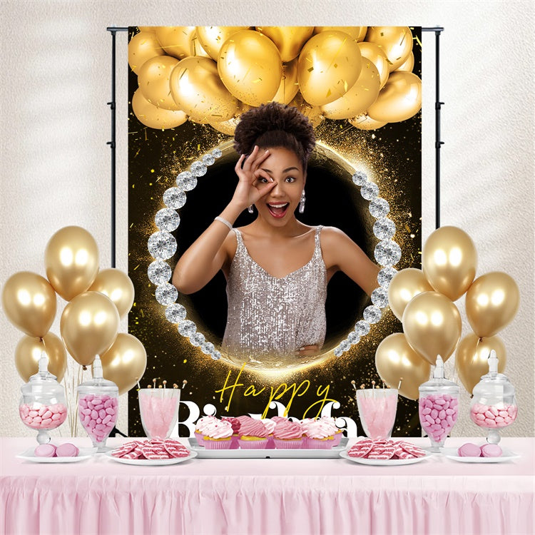 Personalized Backdrop For Birthday Luxury Diamond Frame Backdrop LXX4-30