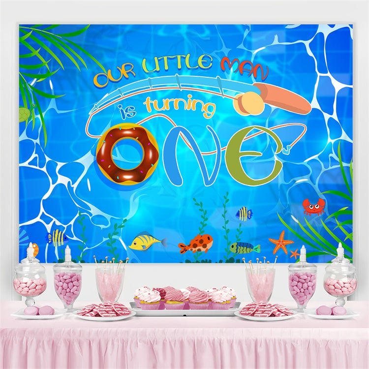 Custom Happy Birthday Backdrop Tropical Fish Blue Water Backdrop LXX4-34