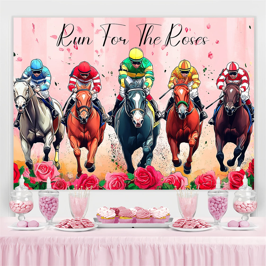 Kentucky Derby Backdrop Floral Energy Run Customized Backdrop LXX4-42