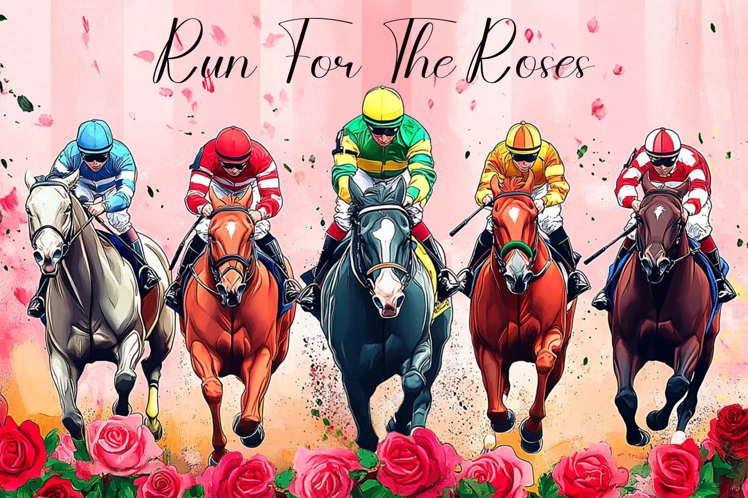 Kentucky Derby Backdrop Floral Energy Run Customized Backdrop LXX4-42