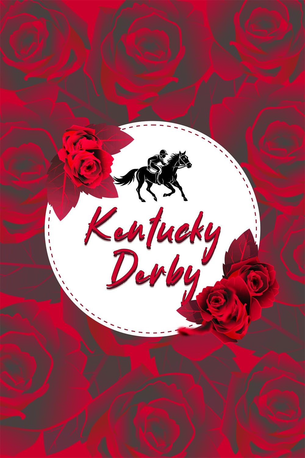 Kentucky Derby Photo Backdrop Jockey Silhouette Roses Custom Backdrop LXX4-45