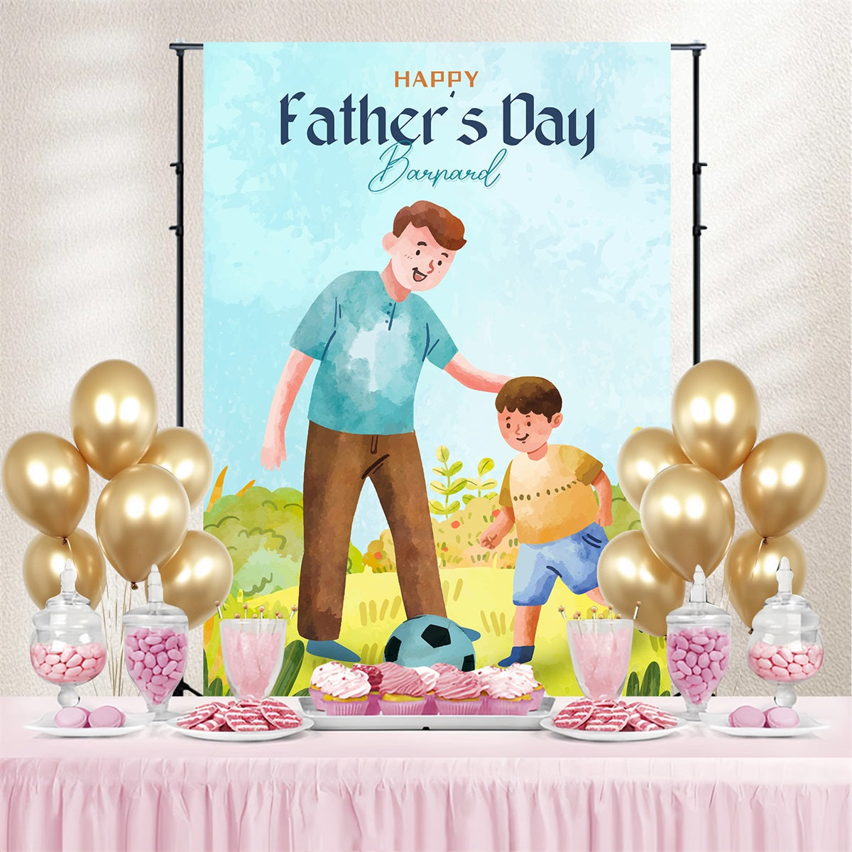 Fathers Day Backdrop Father Son Soccer Game Custom Backdrop LXX4-55
