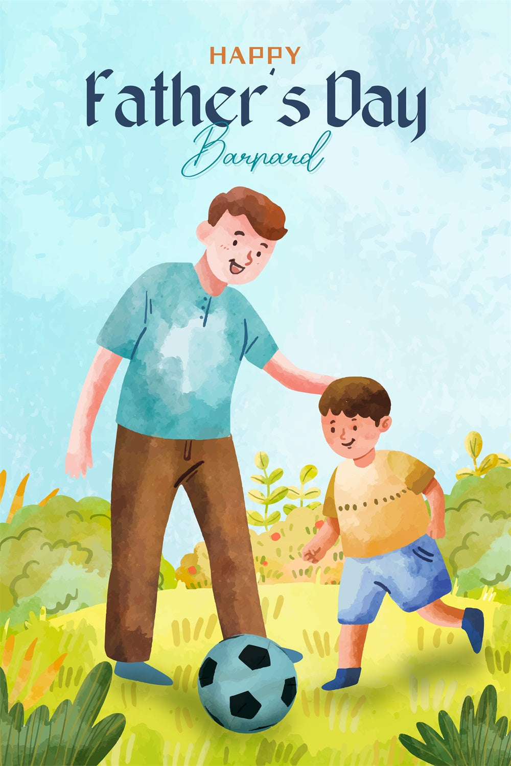 Fathers Day Backdrop Father Son Soccer Game Custom Backdrop LXX4-55