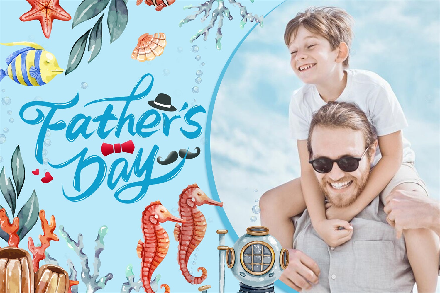 Father's Day Backdrops Underwater Ocean Customized Backdrop LXX4-58