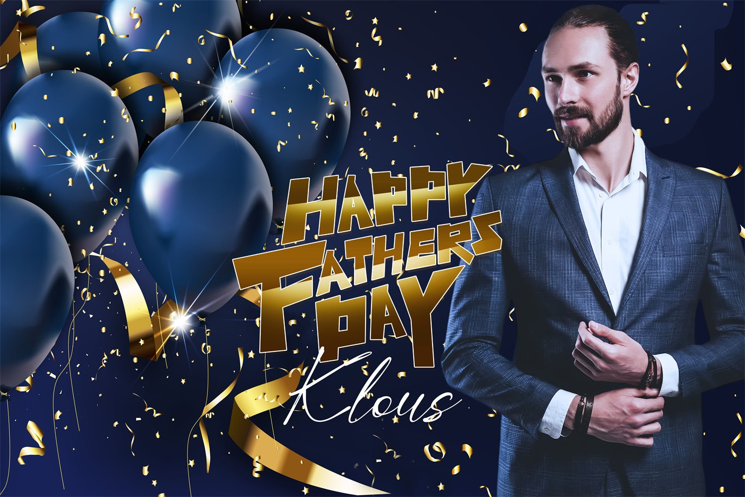 Happy Father's Day Backdrop Blue Balloon Confetti Custom Backdrop LXX4-61