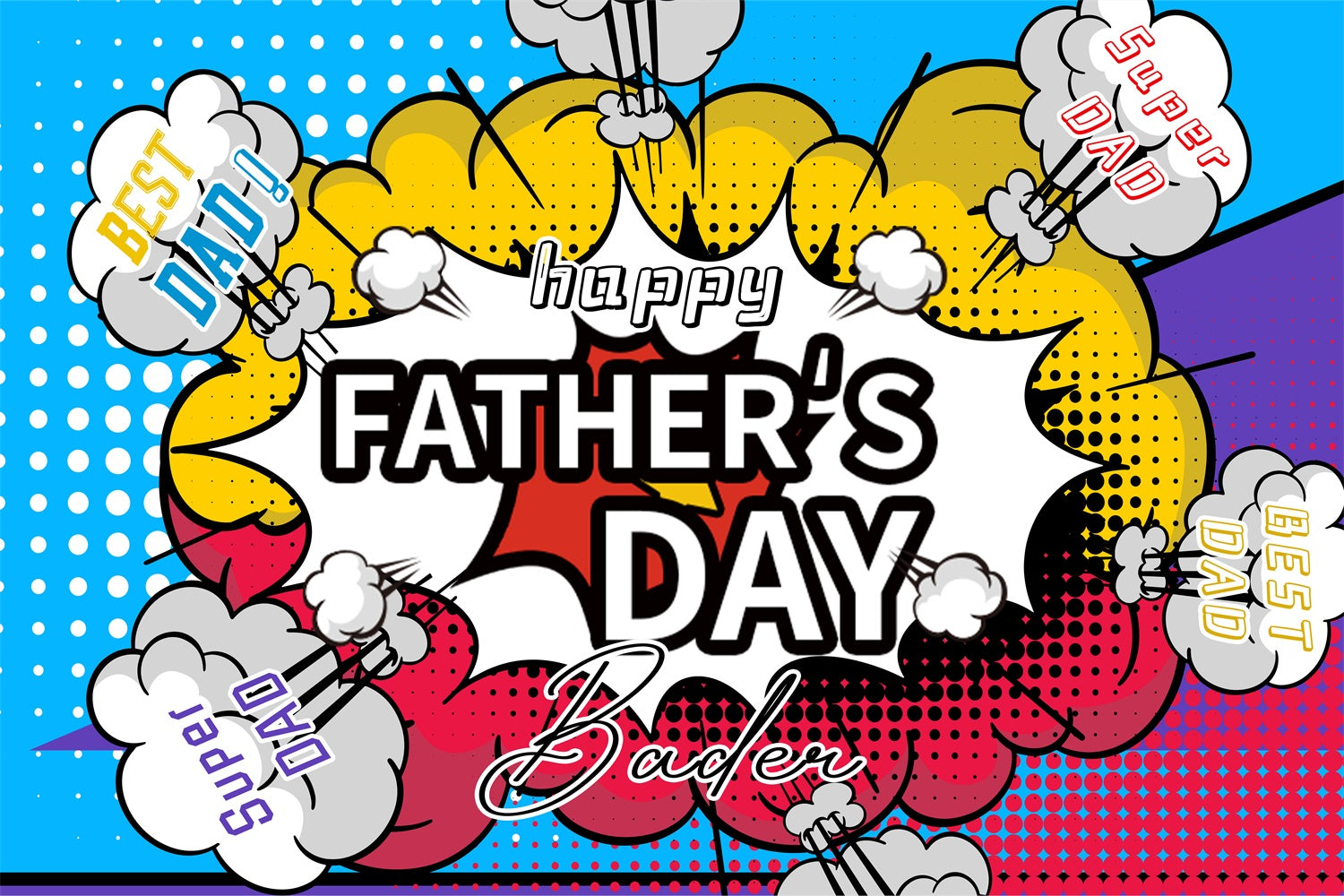 Father's Day Backdrops Cartoon Boom Text Custom Backdrop LXX4-80