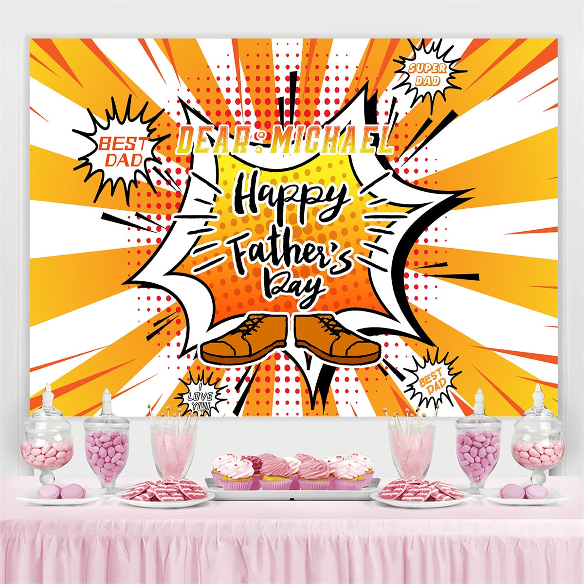 Happy Father's Day Backdrop Pop Art Explosion Customized Backdrop LXX4-82