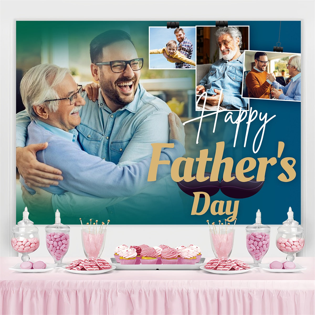 Happy Fathers Day Backdrop Cherished Memories Customized Backdrop LXX4-85