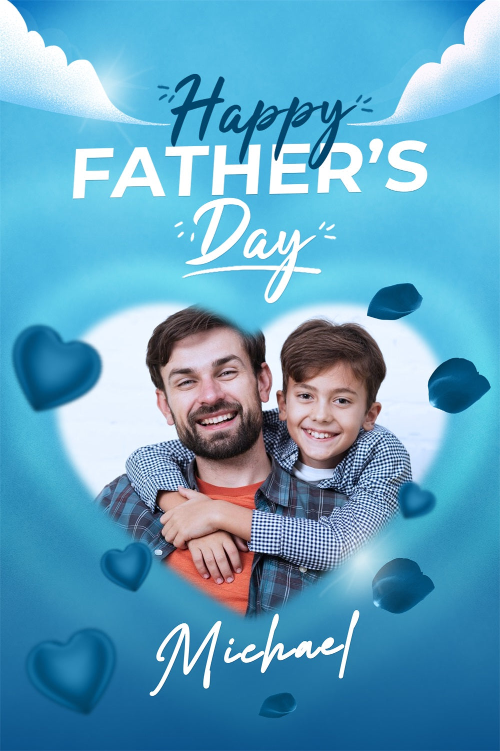 Backdrop For Fathers Day Blue Sky Hearts Petals Customized Backdrop LXX4-89