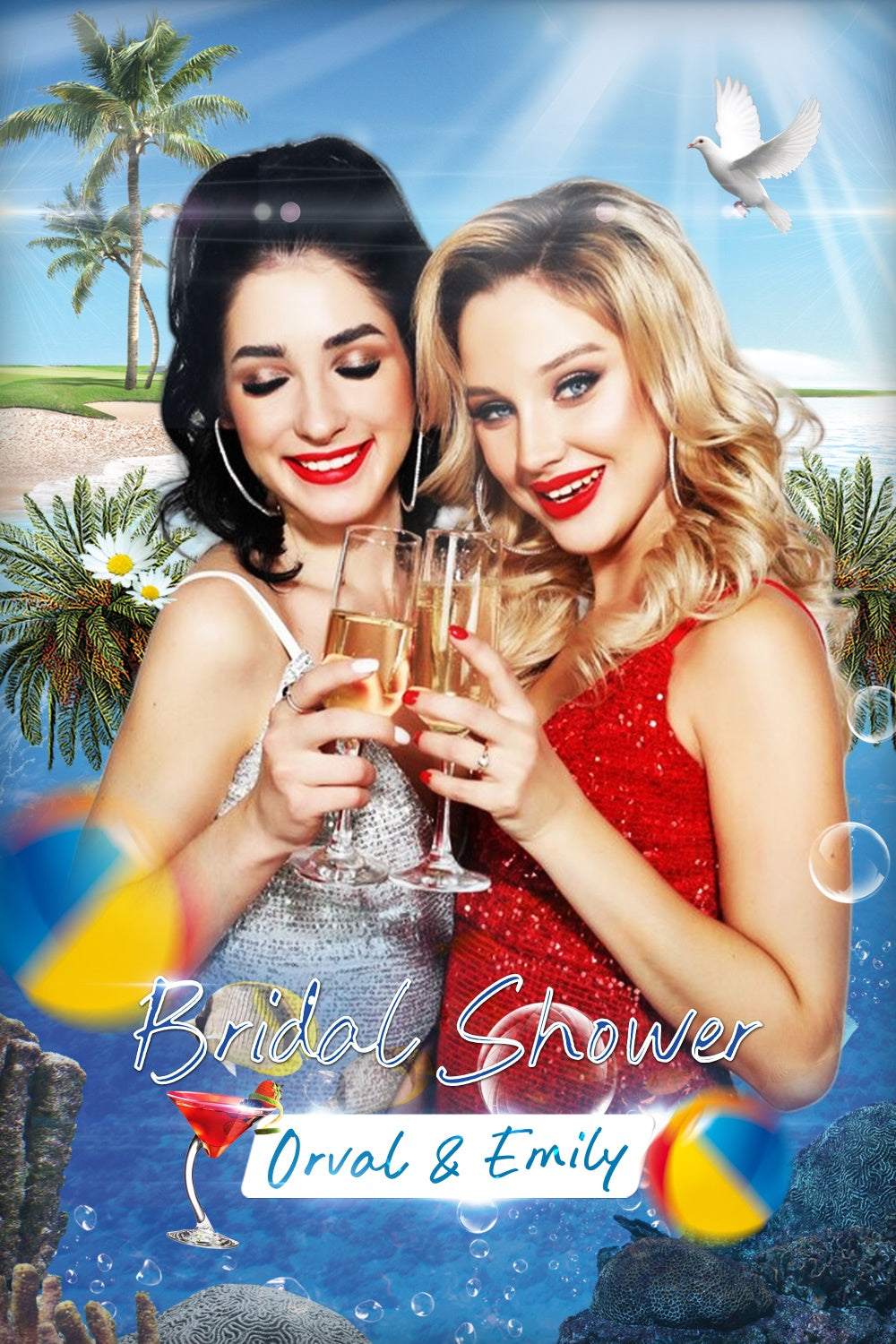 Bridal Shower Backdrop Ideas Tropical Beach Custom Backdrop LXX4-94, 3'Wx5'H(1x1.5M) Bridal Shower Backdrop Ideas Tropical Beach Custom Backdrop LXX4-94, 3'Wx5'H(1x1.5M)