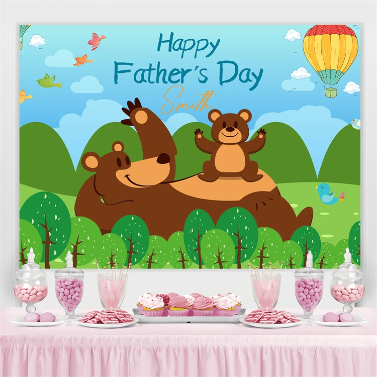 Father's Day Backdrop Ideas Cartoon Bear Forest Personalised Backdrop LXX5-1