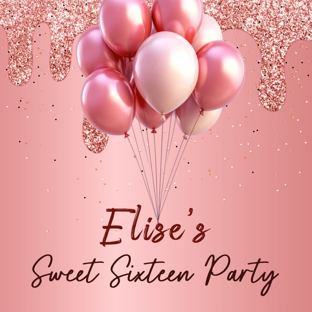 Personalized Birthday Backdrops Pink Sweet Sixteen Backdrop LXX5-103