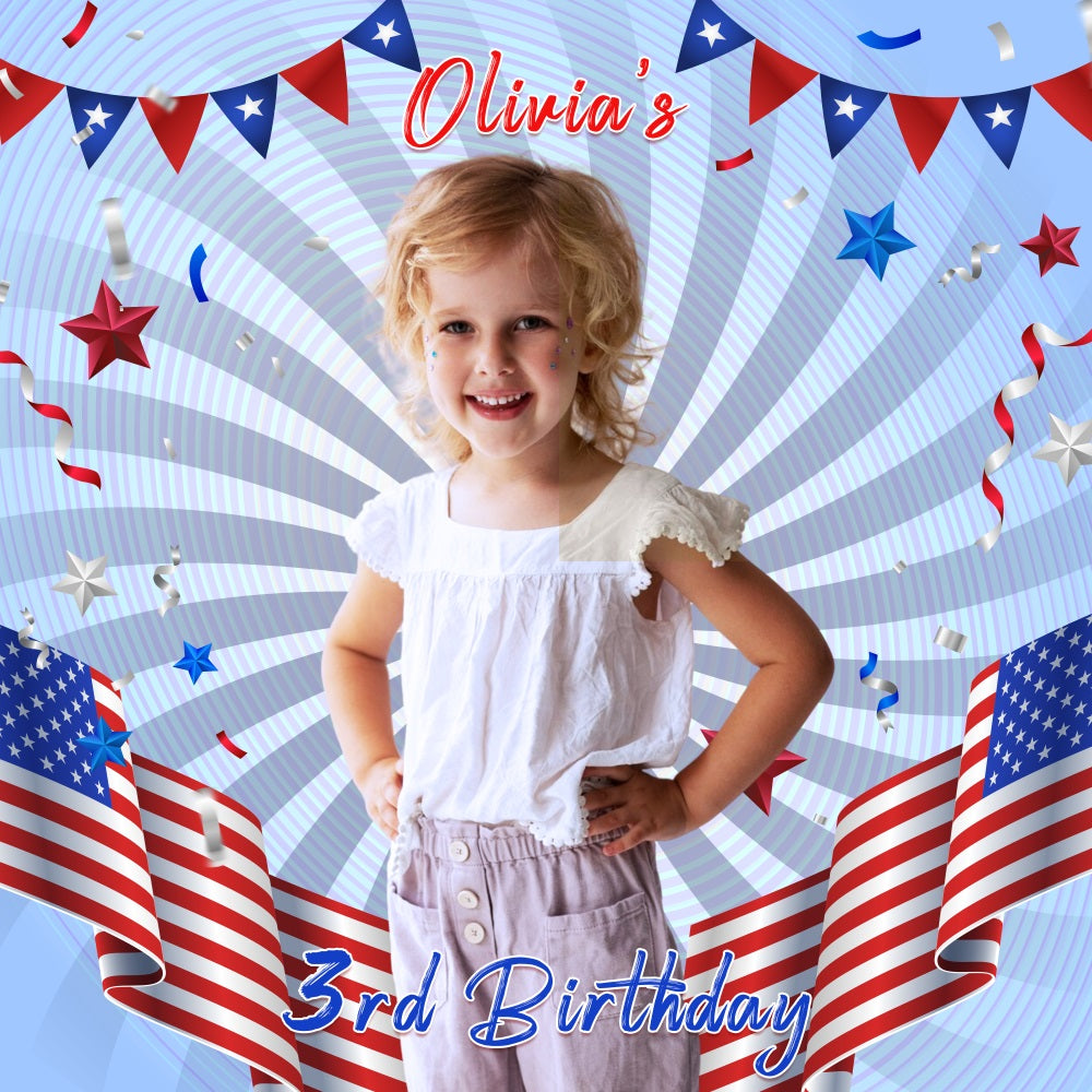 Birthday Photoshoot Backdrop Star Spangled Third Personalized Backdrop LXX5-108