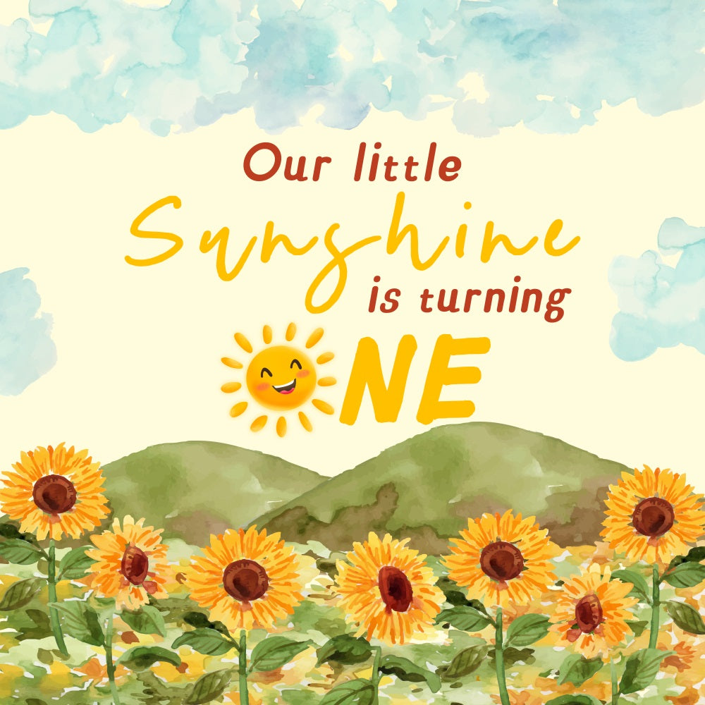 1st Birthday Backdrop Sunny Fields Sunflower Personalized Backdrop LXX5-129
