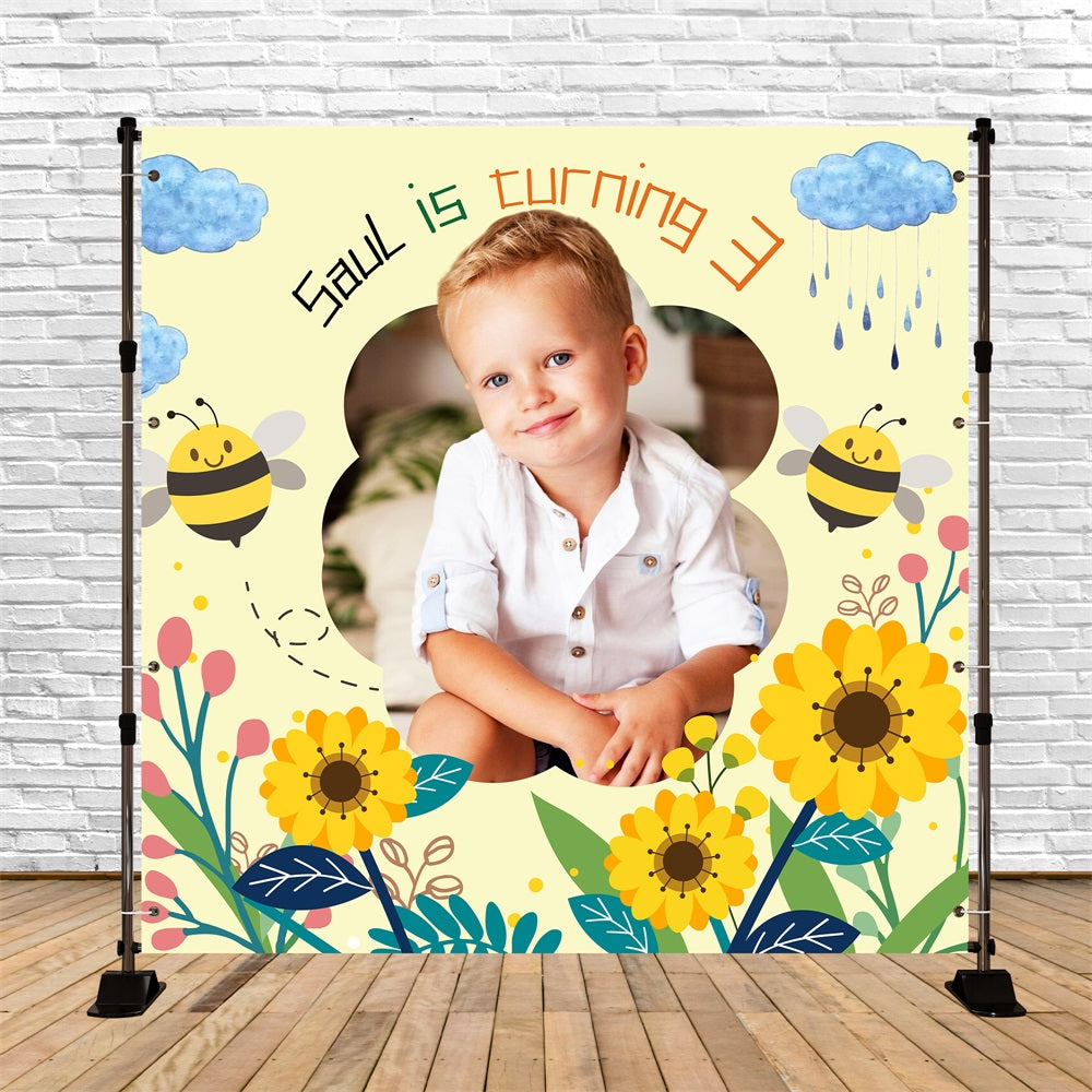Birthday Party Backdrop 3rd Bee Blooms Backdrop LXX5-130